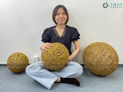 Trái châu Noel thép quấn đèn Led cỡ lớn [Nhiều cỡ - tỉ mỉ] TRAICHAU-42